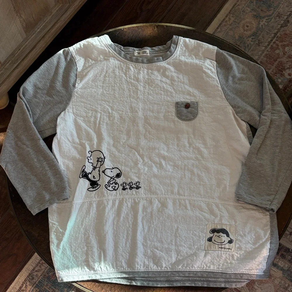School Bus Made in Korea Peanuts Shirt Size large Snoopy Charlie Brown - Picture 1 of 6